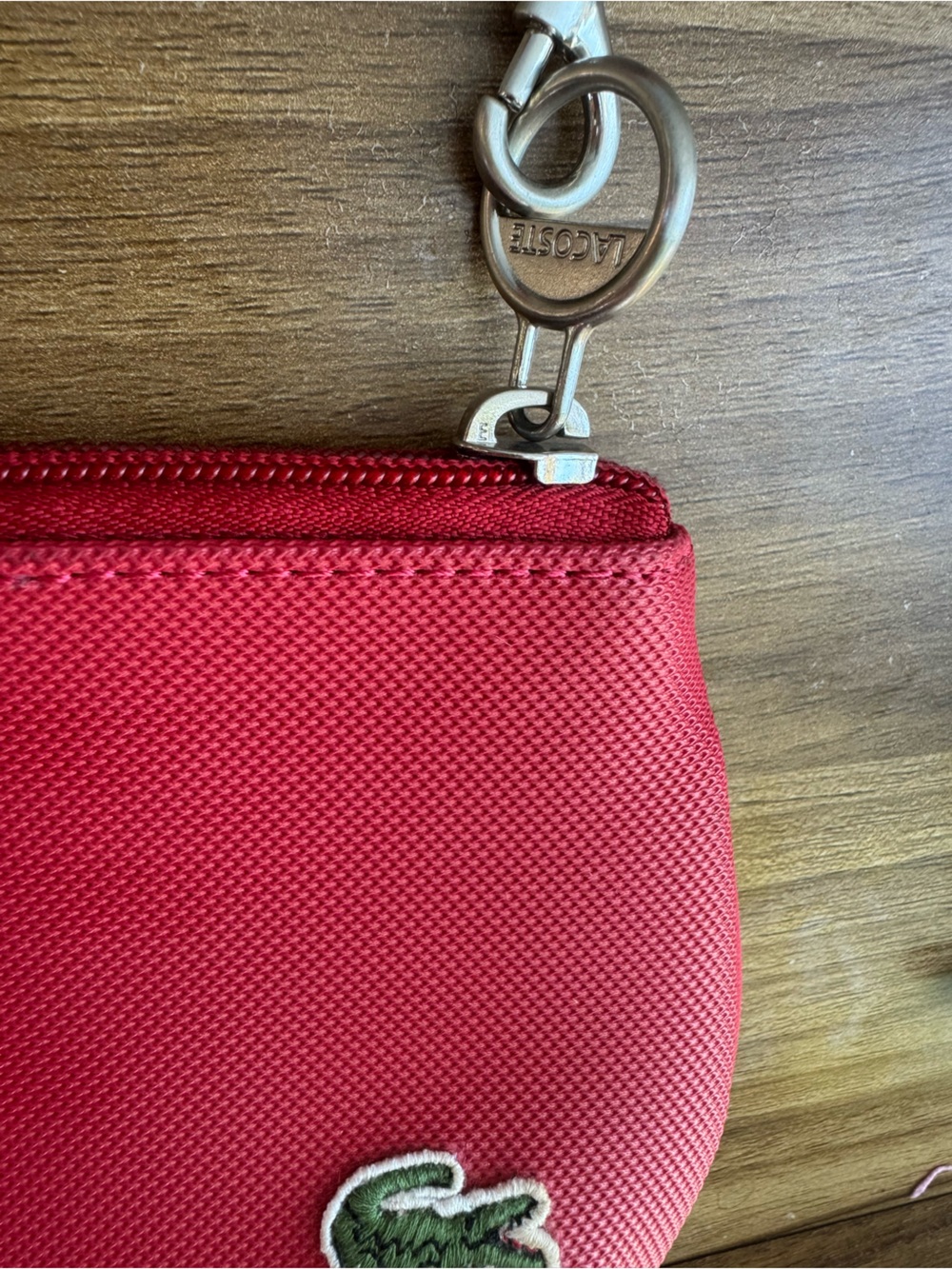 Lacoste Classic Red Canvas Wristlet Pouch Minimalist Clutch 7.5 x 4.5” - Picture 8 of 8